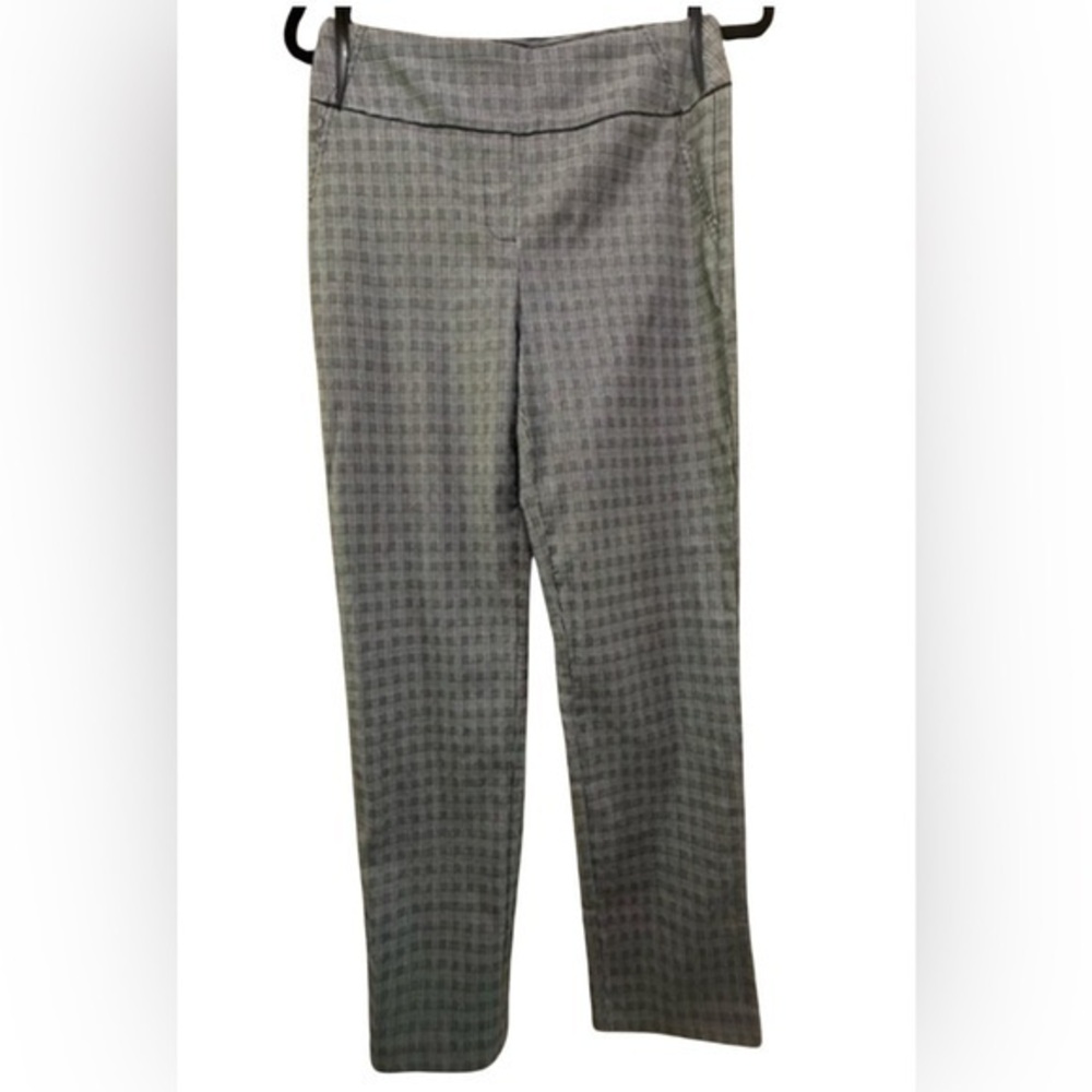 Hilary Radley Pull On Pants Size Small Black White Checker Tummy Control Panel